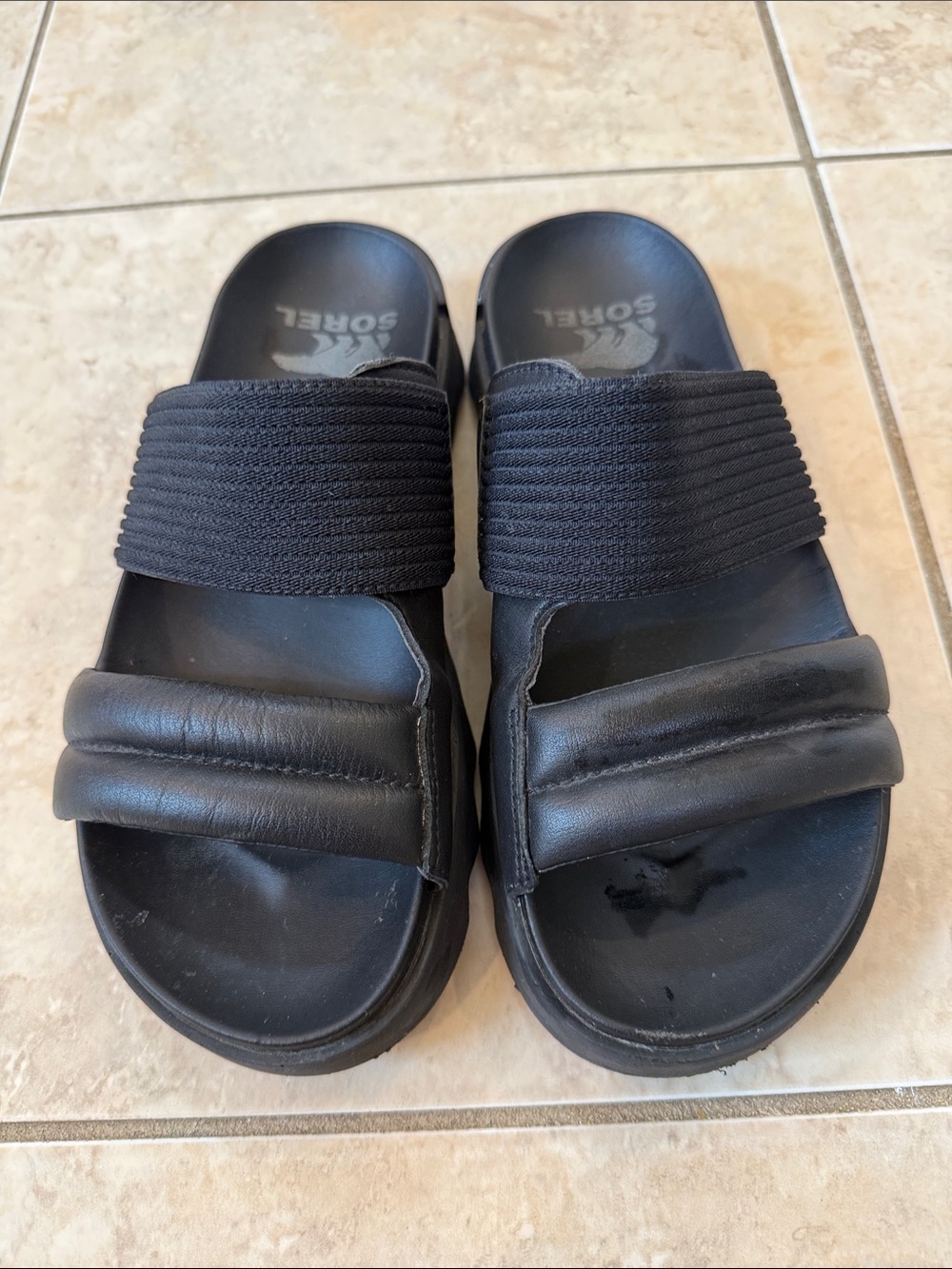 3/$30 Sorel Black Dual-Strap Slide Sandals